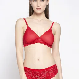 PIBU Self Design Lightly Padded Nylon Bra With Brief-picture-23