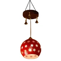 AAKRITI ART CREATIONS Red & Brown Printed Metal Ceiling Lamp image 3