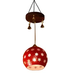 AAKRITI ART CREATIONS Red & Brown Printed Metal Ceiling Lamp image 2
