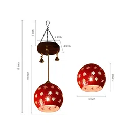 AAKRITI ART CREATIONS Red & Brown Printed Metal Ceiling Lamp image 4
