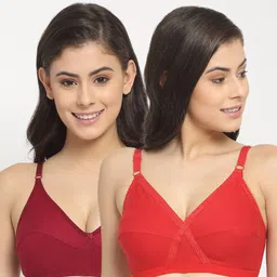 Friskers Pack of 2 Red & Maroon Bra Non Padded-picture-21