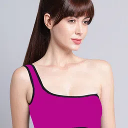 PIBU Pack Of 2 One Shoulder Non Padded Cotton Workout Bra Wih 360 Degree Support image 3
