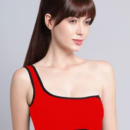 PIBU Pack Of 2 One Shoulder Non Padded Cotton Workout Bra Wih 360 Degree Support image 2