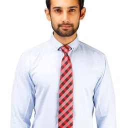 PELUCHE Men Red & Black Checked Broad Tie image 5