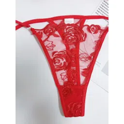 MHYTH Red Lace Corset Bralette Top with Panty image 5
