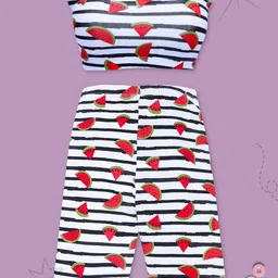 DChica Girls White Conversational Striped Skinny Fit High-Rise Cycling Shorts-image-61