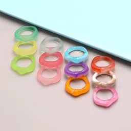 Yellow Chimes Set Of 12 Adjustable Finger Ring image 1