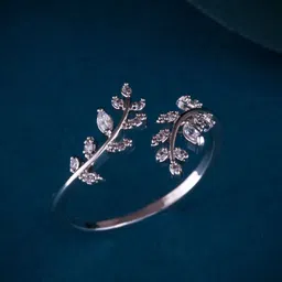 MEENAZ Silver-Plated CZ & AD Studded Ring-image-37