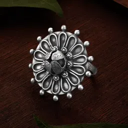 Rubans Oxidised Silver-Plated Handcrafted Finger Ring-picture-32
