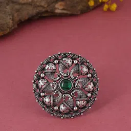 kashwini Silver-Plated & Green Stone-Studded Finger Ring-picture-22