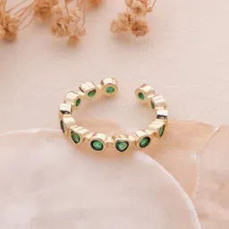 SWASHAA  18K Gold -Plated Stone Studded Finger Ring-picture-11