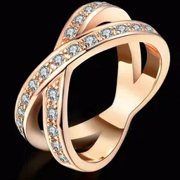 MYKI Rose Gold-Plated CZ-Studded Adjustable Finger Ring-image-21