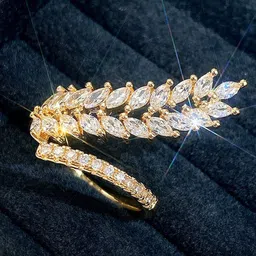 Designs & You Gold-Plated CZ Stone-Studded Adjustable Finger Ring-image-69