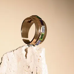 XPNSV Gold-Plated Stone-Studded Adjustable Finger Ring-picture-30
