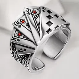 OOMPH Textured Stainless Steel Adjustable Finger Ring-picture-29