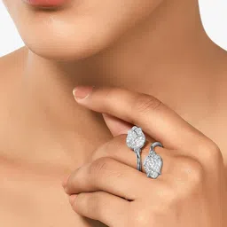AMI Silver-Plated Cubic Zirconia Adjustable Finger Ring-picture-40