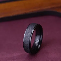 Yellow Chimes Men Black Stainless Steel Band Finger Ring-picture-33