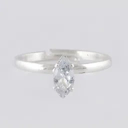 VOJ Silver-Plated CZ-Studded Adjustable Finger Ring image 2