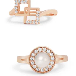Zaveri Pearls Set Of 2 Rose Gold Plated  CZ-Studded Finger Ring image 2