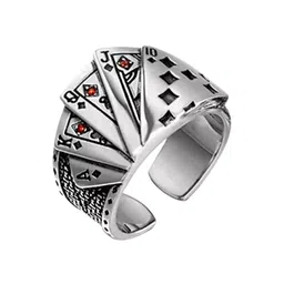 OOMPH Textured Stainless Steel Adjustable Finger Ring image 2