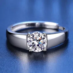 MYKI Unisex Set Of 2 Silver & Gold-Plated Cubic Zirconia Studded Couple Finger Rings image 2