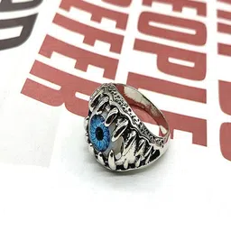 UNIVERSITY TRENDZ Silver-Plated Devil's Eye Eyeball Biker Finger Ring image 3