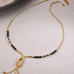 AanyaCentric Gold-Plated American Diamond Studded & Beads Beaded Mangalsutra-picture-10