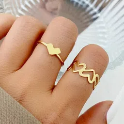 Jewels Galaxy Set Of 2 Gold Plated Adjustable Finger Rings-image-67