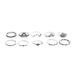 SOHI Set of 12 Silver Plated Oxidised Rings image 3