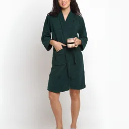 HotGown Women Full Sleeves Shawl Collar Free Size Absorbent Bath Robe-image-5