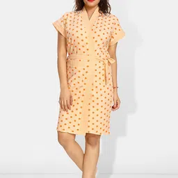 Be You Women Polka Dots Printed Terry Cotton Bath Robe-picture-50