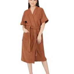 RANGOLI Brown 400 GSM Cotton Bath Robe-image-26