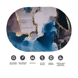 Kuber Industries Blue & Grey Abstract Printed Anti-Skid Bath Rug image 4