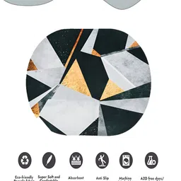 Kuber Industries Black & White Printed Anti-Skid Bath Rug image 5