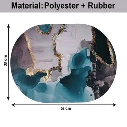 Kuber Industries Blue & Grey Abstract Printed Anti-Skid Bath Rug image 2