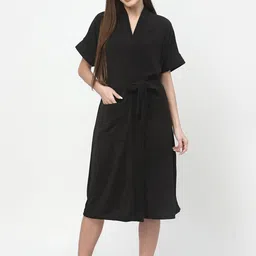 POORAK Black Shawl Collar Bath Robe image 2