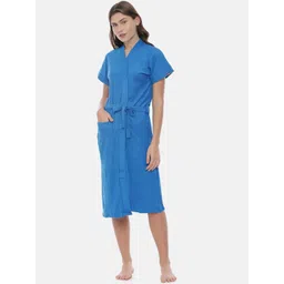 GOLDSTROMS Women Blue Solid Bath Robe image 2