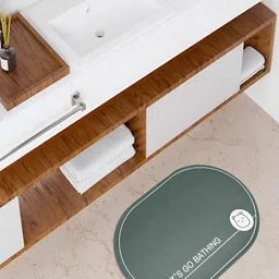 Kuber Industries Grey Printed Anti-Skid Bath Rug image 4