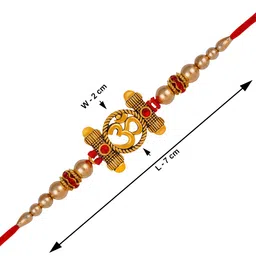 Silver Shine Set Of 2 Charm-Studded Thread Rakhi With Greeting Card & Roli Chawal image 4