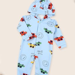 MeeMee Infants Conversational Printed Hooded Cotton Rompers-picture-19