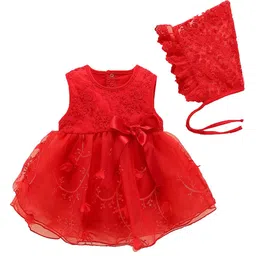 StyleCast Infant Girls Red Floral Embroidered Fit & Flare Dress-picture-11