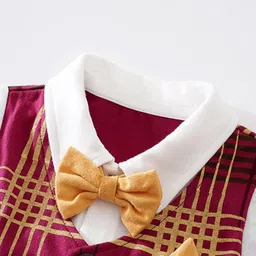 StyleCast Red & White Infant Boys Checked Cotton Rompers image 5