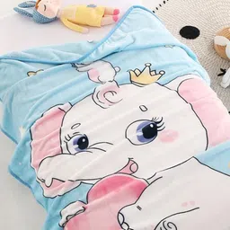 Butterthief Blue & Pink Cartoon Characters Microfiber AC Room 233 GSM Single Bed Blanket image 2
