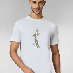 LOUIS STITCH Men Super Combed Cotton White Regular Fit Round Neck T-Shirt image 1