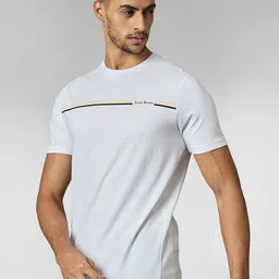 LOUIS STITCH Men Super Combed Cotton White Regular Fit Round Neck T-Shirt image 3