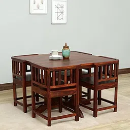 Wopno Furniture Solid Sheesham Wood 4 Seater Dining Table Set Without Cushioned Chairs for Dining Room | Living Room | Home & Office | Hotels Restaurant & Cafe (Honey Oak, 4 Seater) image 1