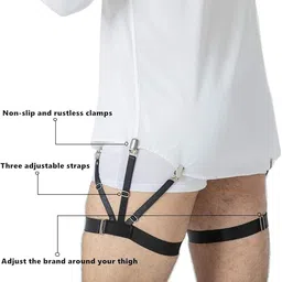 hubture Men's Adjustable Elastic Shirt Stays – Non-Slip Locking Clamps for Secure Shirt Tucking – Comfortable Garter Suspenders for Military, Police, and Professional Attire image 3