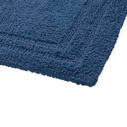 Pano Navy Blue Solid 1902 GSM Cotton Reversible Bath Rug image 3