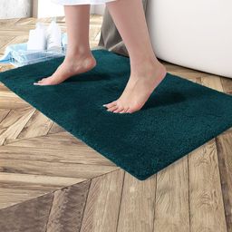 LUXEHOME INTERNATIONAL Teal Green Solid Bath Rug-picture-1