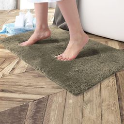 LUXEHOME INTERNATIONAL Taupe-Coloured Solid Rectangular Bath Rug-picture-16